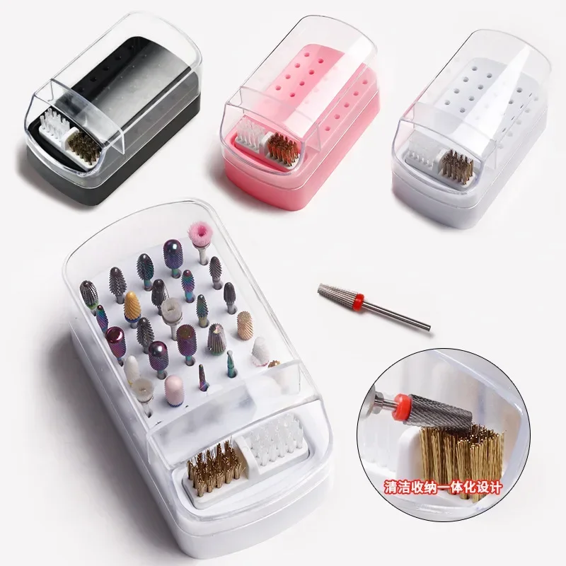 Hot 30/48 Holes Nail Art Drill Storage Box Grinding Polish Head Bit Holder Display Nail Drill Bits Organizer Nail Stand Manicure