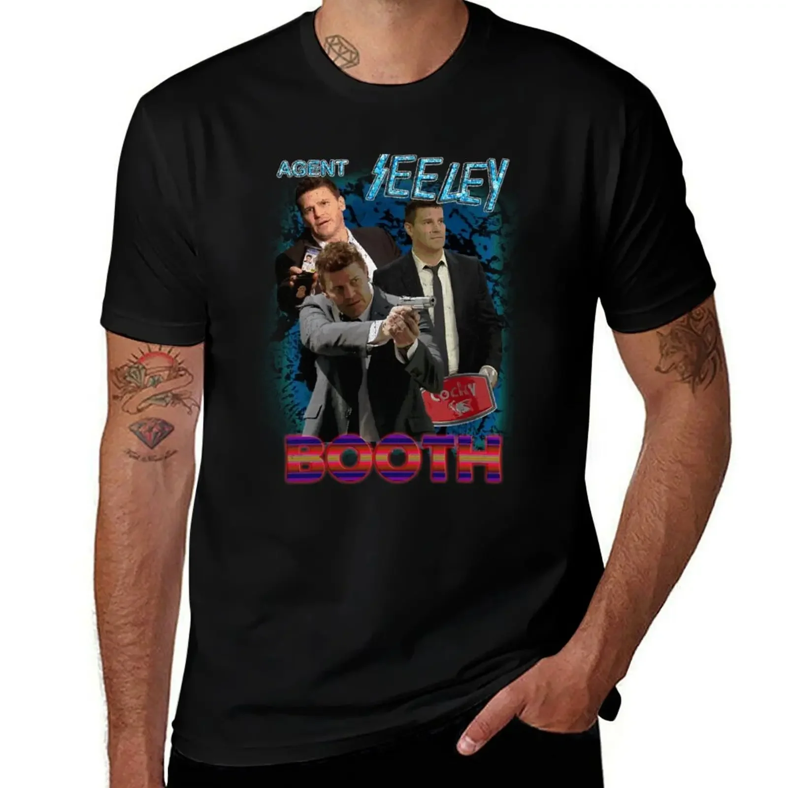 Seely Booth Vintage UPDATED , Bones and Booth T-Shirt oversizeds graphic shirts workout shirts for men