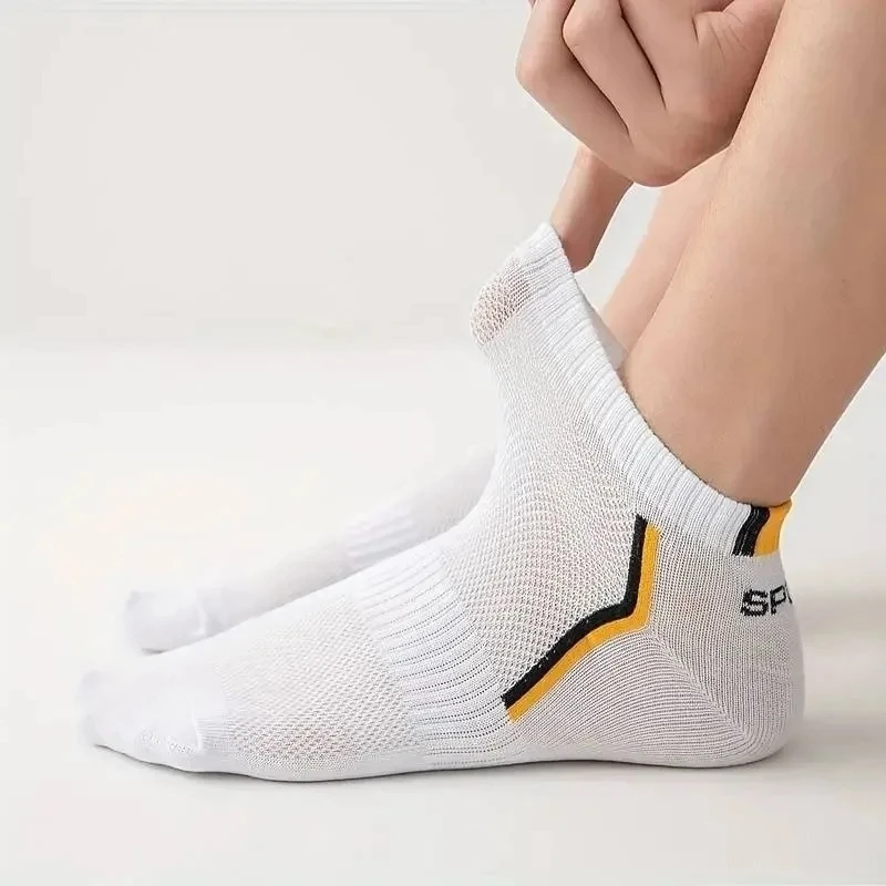 5/10 Pairs 2024 New Men's High Quality Boat Socks Solid Color Low Cut Socks Anti-Odor Sweat-Absorbent Breathable Cotton Socks