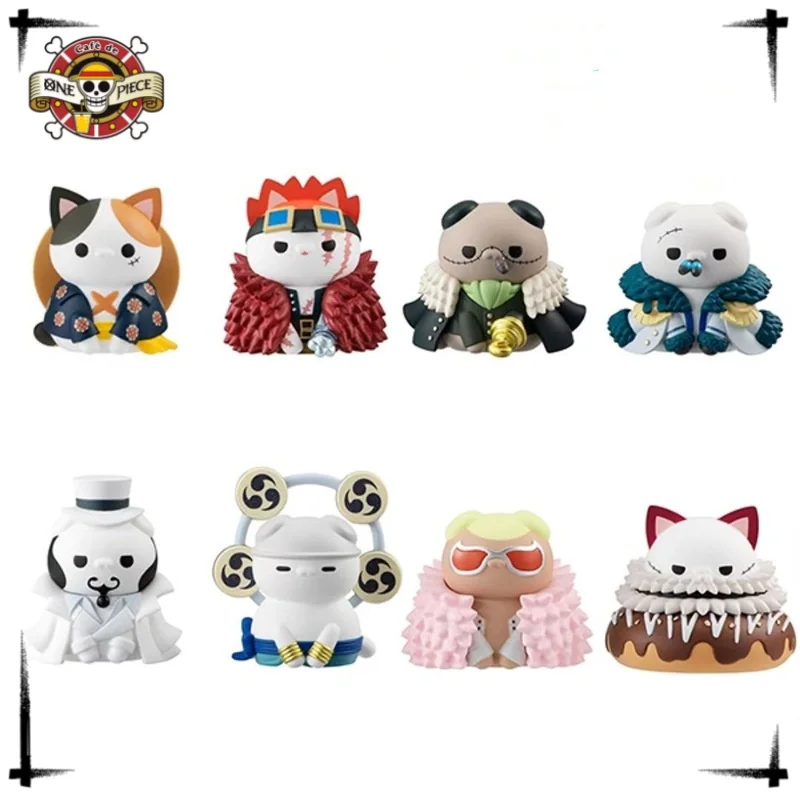 8 Pcs/Lot Cat Cos One Piece Figure Cake Decoration Ornaments Dolls 4cm Mini Kawaii Funny Model Children Holiday Christmas Gift