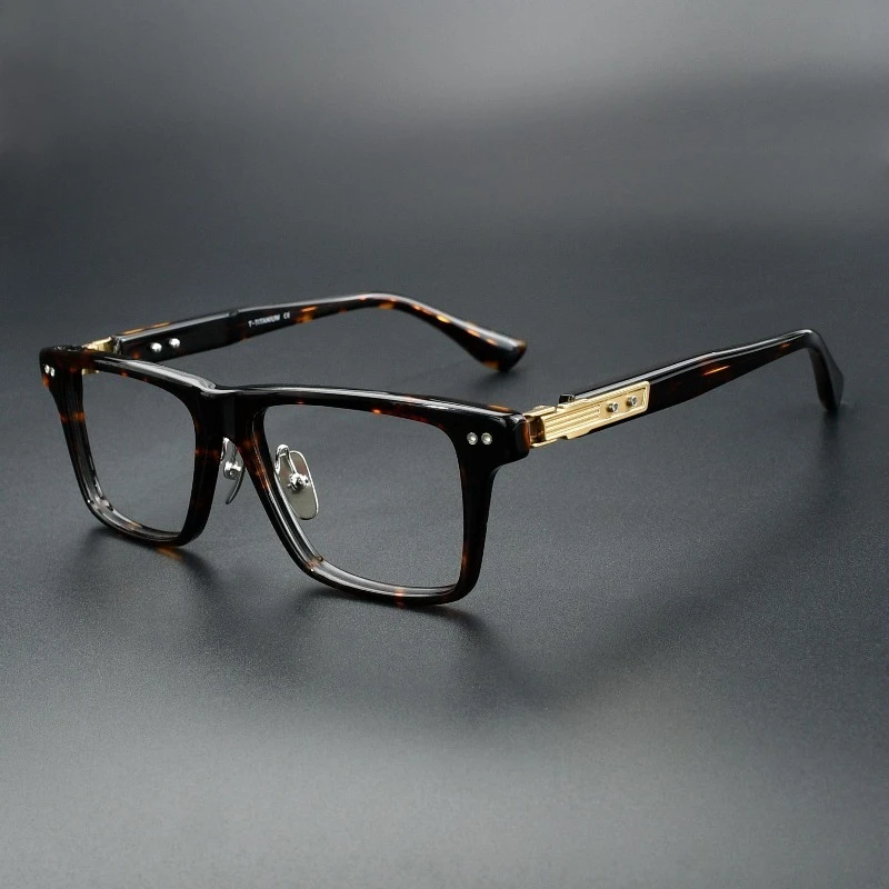

Acetate Fashion Glasses Frames for Men's Prescription DTS-407 Titanium Square Handmade Japanese Men's Blue Blocking Eyewear Gafa