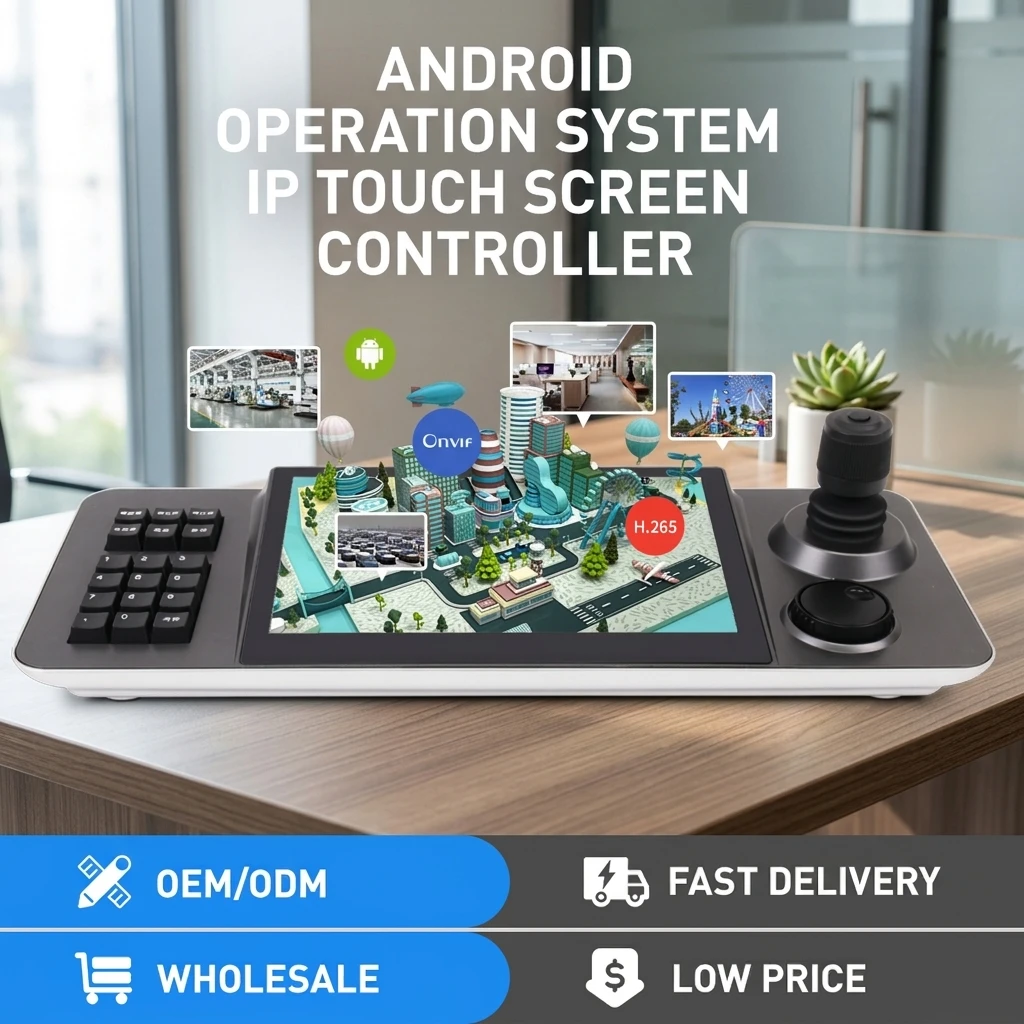 4D Joystick PTZ Keyboard Controller 10.1 Inch Color 4 Split Screen Support PoE IP Pelco NDI for CCTV Security PTZ Camera Control