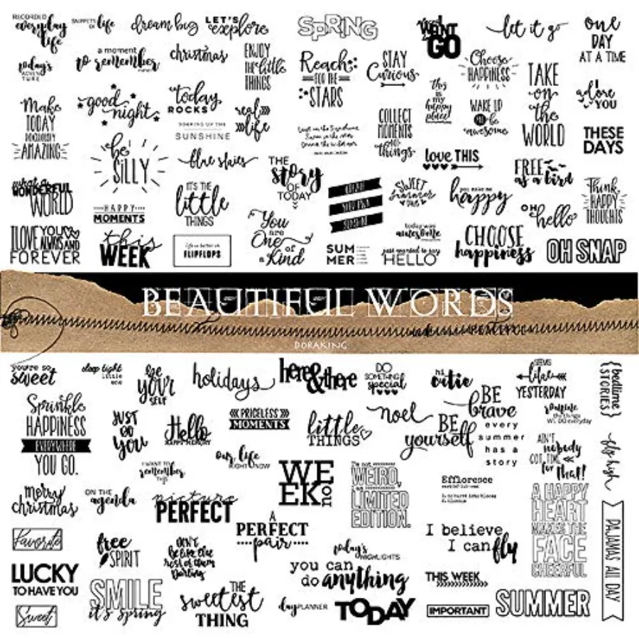 90PCS Vintage Nice Words Sentences Sweet Happiness Stickers for Decoration Laptop Scrapbook Windows - No-Repeat Vintage Words S
