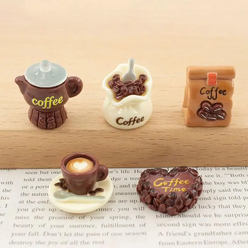 10Pcs Miniature Coffee Series Resin Micro Landscape Simulation Food Play Desk Model Play Toys Decoration Dollhouse Accessories