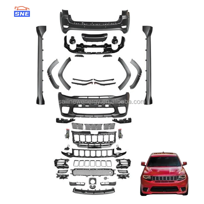 

Srt Style Auto Parts Body Kit Wide Front Bumper Lip Car Bumper Body Kit for Jeep Grand Cherokee Body Kit 2016-2023