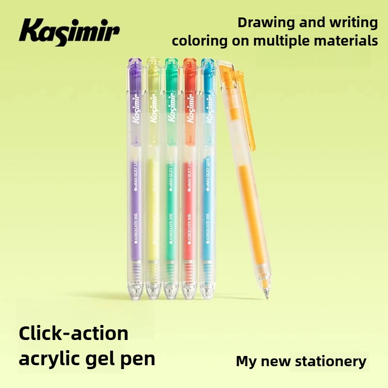 

Kasimir Colorful Click-Action Acrylic Gel Pens Quick-Drying Ballpoint Pen for Highlighting Drawing School Supplies Stationery