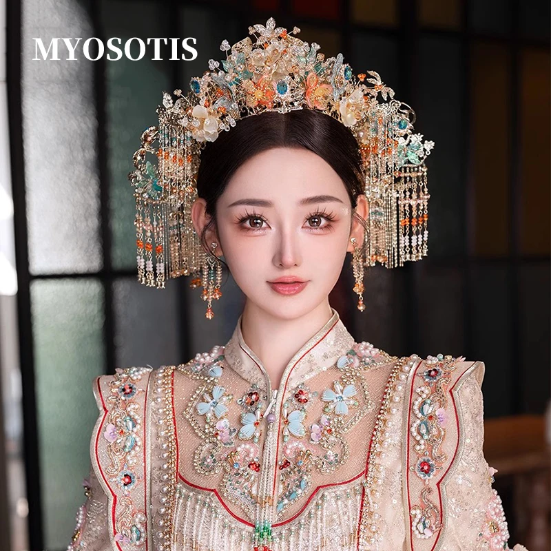 Exquisite Handmade Crystal Phoenix  Ancient Costume Hair Accessories Retro Chinese Traditional Dragon Phoenix Hair Accessories