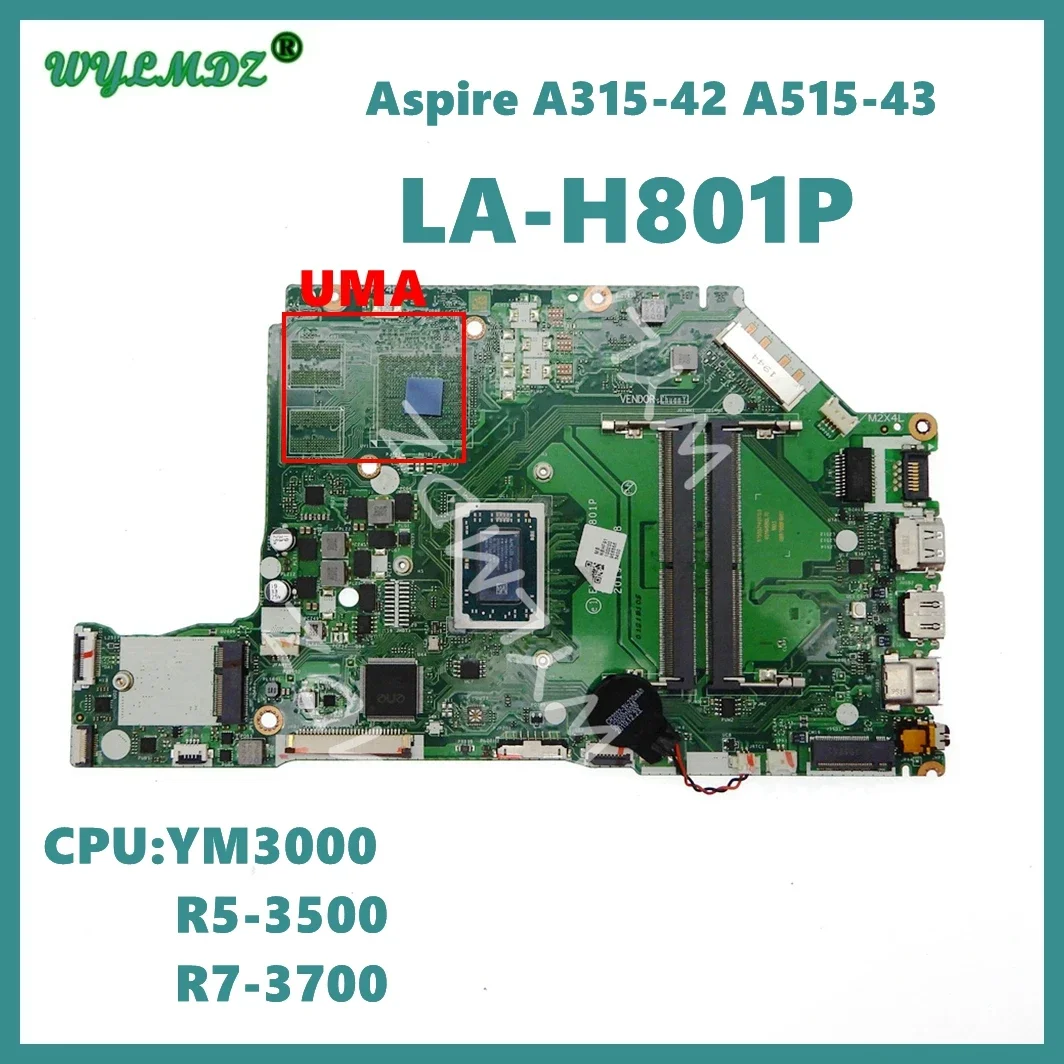 

LA-H801P with YM3000 / R5-3500 / R7-3700 CPU Mainboard For Acer Aspire A315-42 A515-43 A315-42G A515-43G Laptop Motherboard