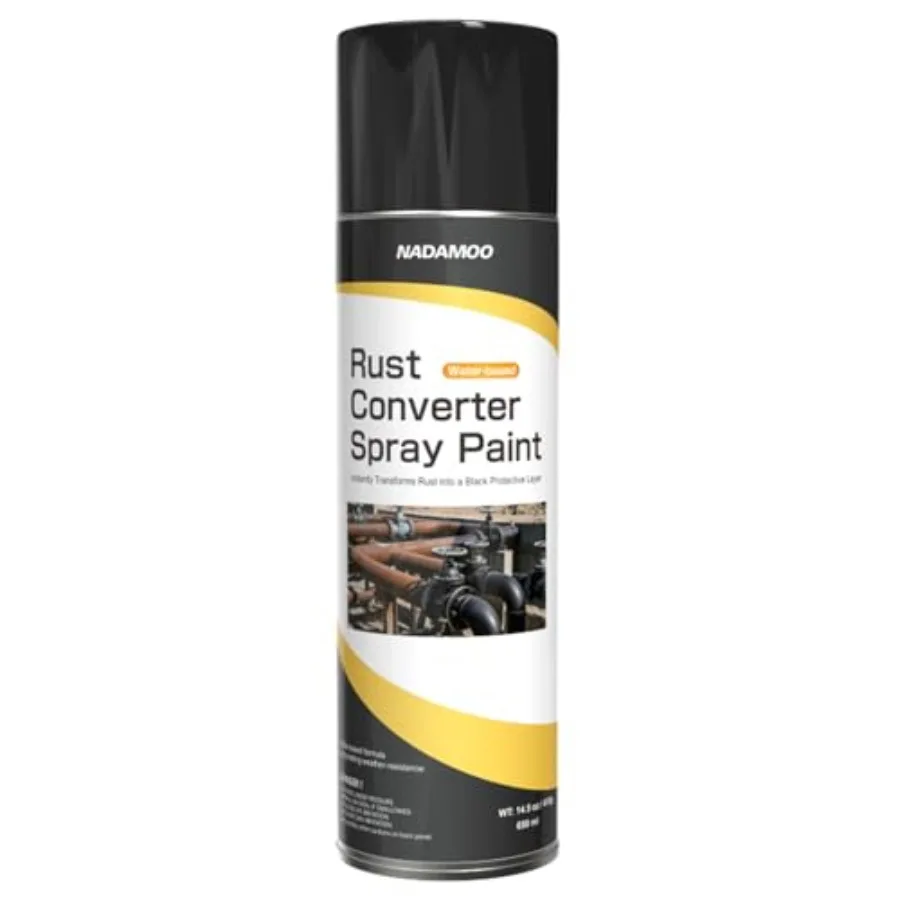 

Спрей-краска-преобразователь ржавчины черная для металлических поверхностей, 1 банка, длительная защита и устойчивость к коррозии