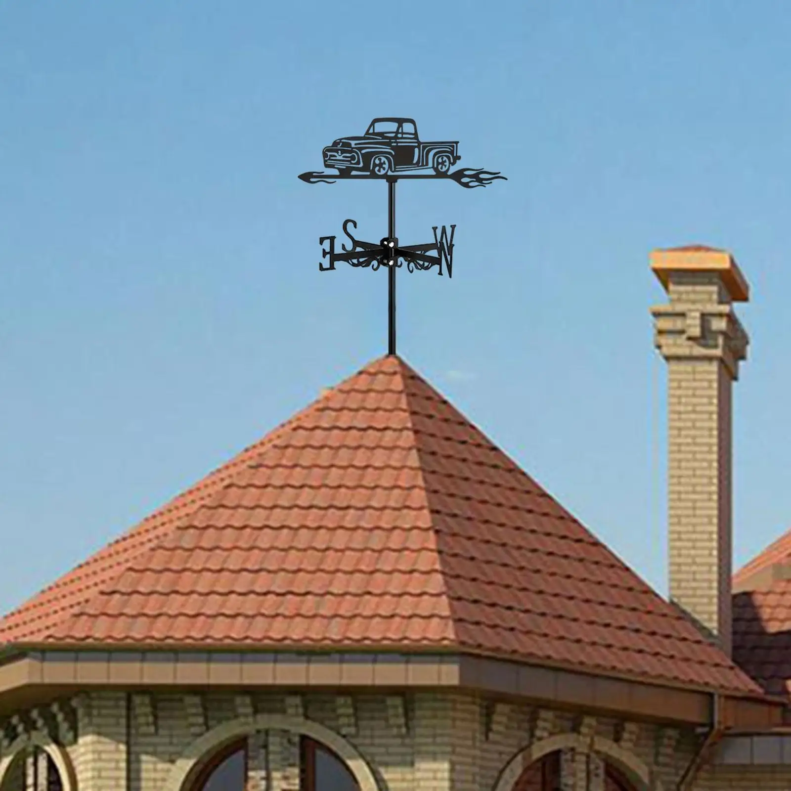 

Black Pickup Truck Weathervane Art Truck Ornament for Courtyard Farm Outdoor