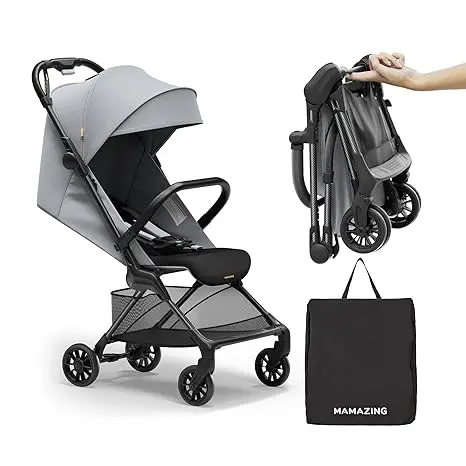 

MAMAZING Ultra Air X Ultra Compact Airplane Stroller 9.9lbs Portable Carbon Fiber Frame with Travel Bag (GREY)