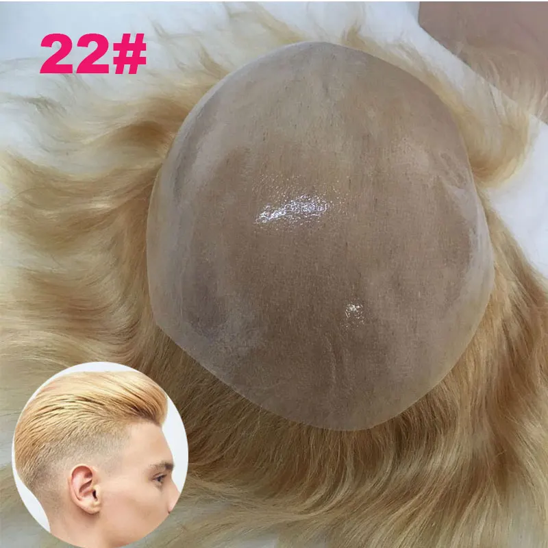 PU Skin Toupee For Men 100%European Human Hair Pieces for Mens Hair Prosthesis Patch Units Replacement System For Men 0.04mm