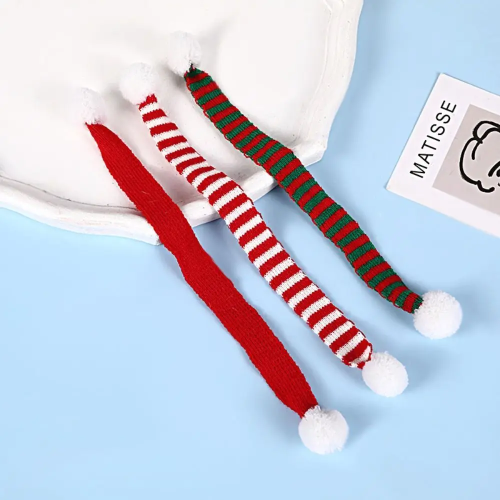 1Pc Red And White Mini Christmas Scarf Christmas Stripes Red Wine Bottle Knit Scarf Doll Cover Xmas Party Decoration Cover 2024