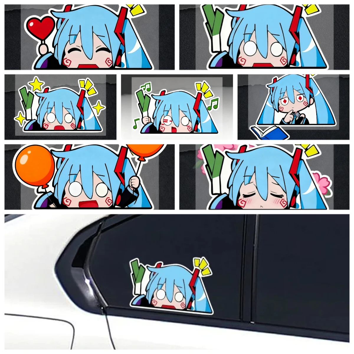 

Anime Girl with Green Hair and Scallions Car Sticker Vinyl Decal for Auto Motorcycle Truck Window Bumper JDM Cartoon Accessories