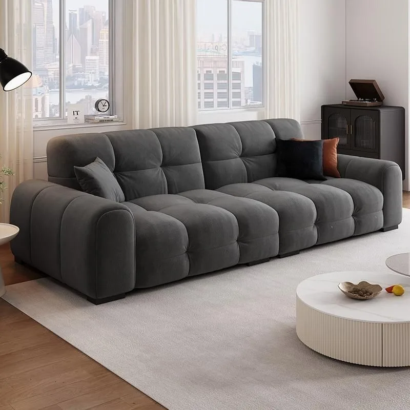 Fabric sofa living room size apartment puffs cream wind candy modern simple wide sitting deep new straight sofa
