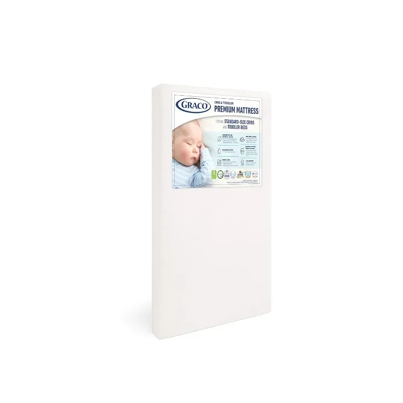 Graco Premium Crib & Toddler Mattress - GREENGUARD & CertiPUR-US Certified, Machine Washable Cover, Waterproof Sleep Surface