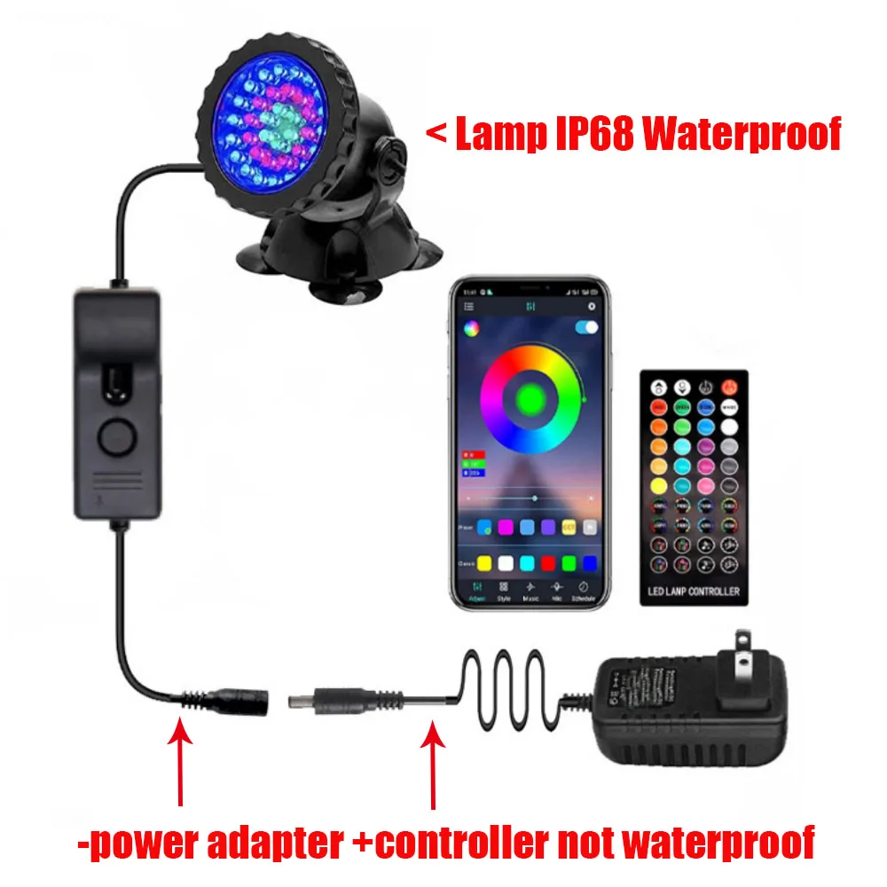 IP68 wasserdicht RGB LED Unterwasser Licht Bluetooth App Steuerung Schwimmbad Brunnen Teich Wasser Garten Aquarium Spot Lampe