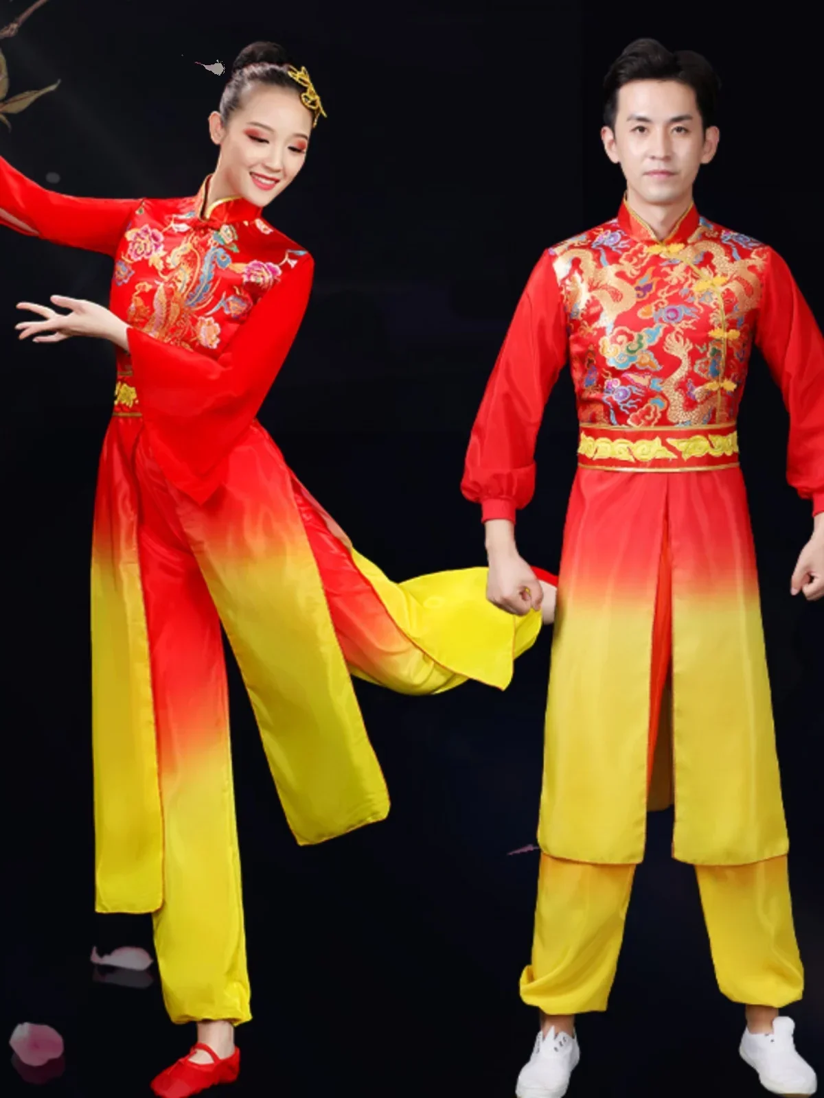 2025 Kostüme für Herren und Damen, klassische Tanzaufführungen, chinesischer Volkstanz, Fächertanz, elegante Eröffnung, 2-teiliges Set