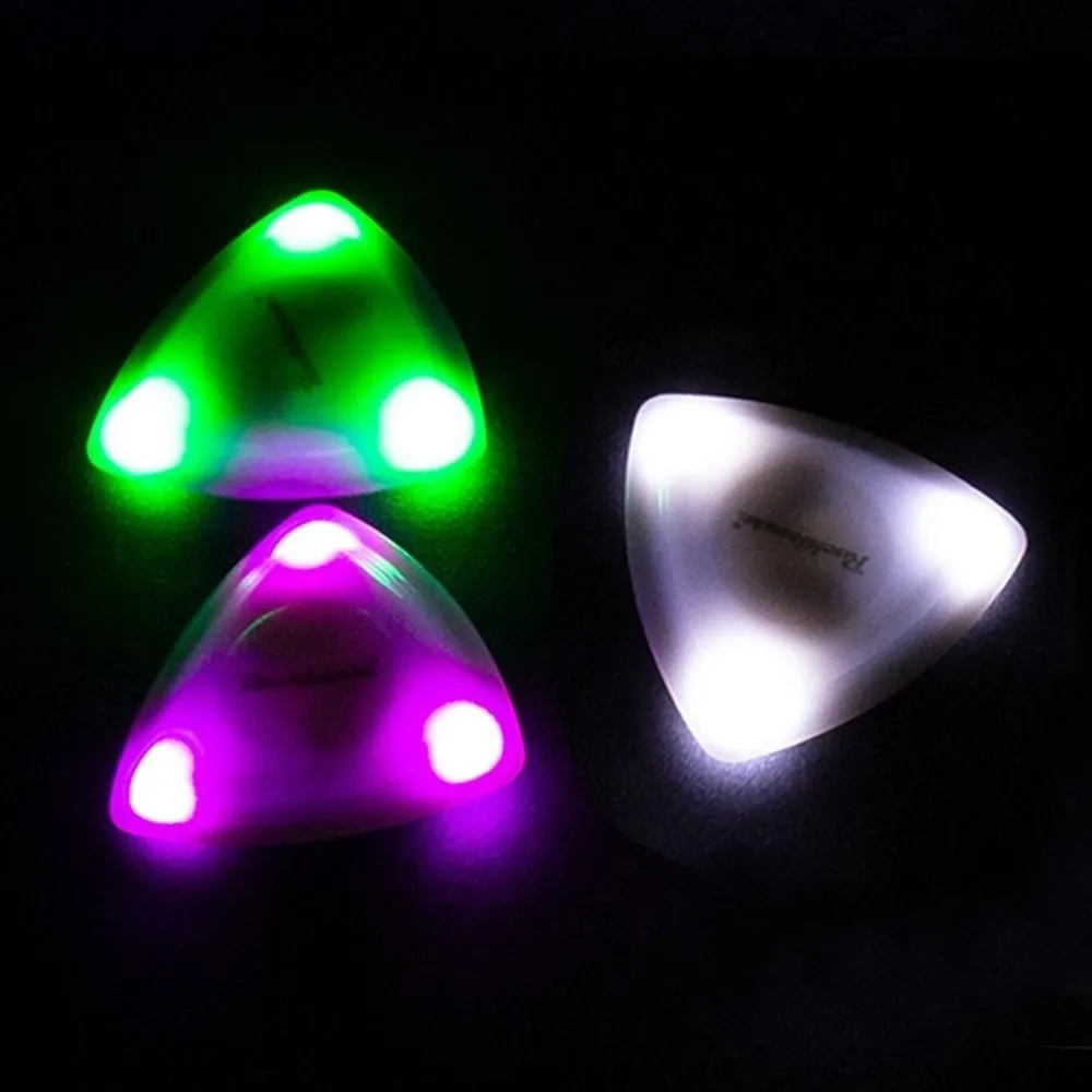 ABS Glowing Acoustic Guitar Picks 4.1*4.1cm Multicolors Touch Luminous Electric Guitar Bass with LED Light