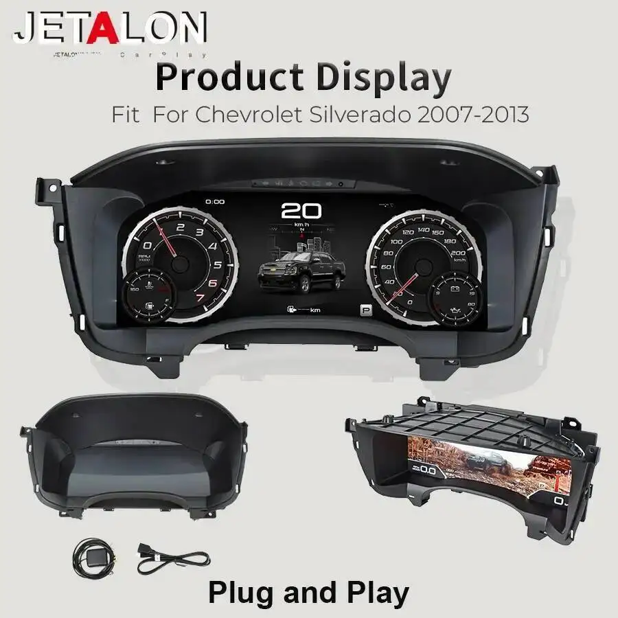 Pannello del cruscotto LCD per Chevrolet Silverado Tahoe 2007-2013 Strumento digitale Virtual Cockpit Contagiri Contachilometri Tachimetro