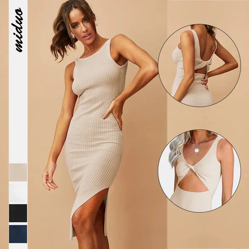 

Sleeveless Sexy Dress Hot Wrap Hip Dress Party Fashion Elegant Midi Women's Spring Summer New Slim Dresses Women's Clothing