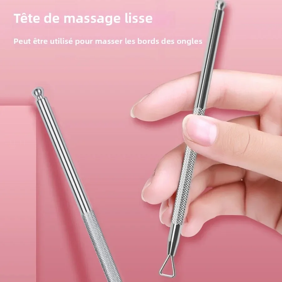 Zilverkleurige holografische roestvrijstalen nagellakremover, gelnagelschraper, nagelriemschuiver voor thuis- en salongebruik