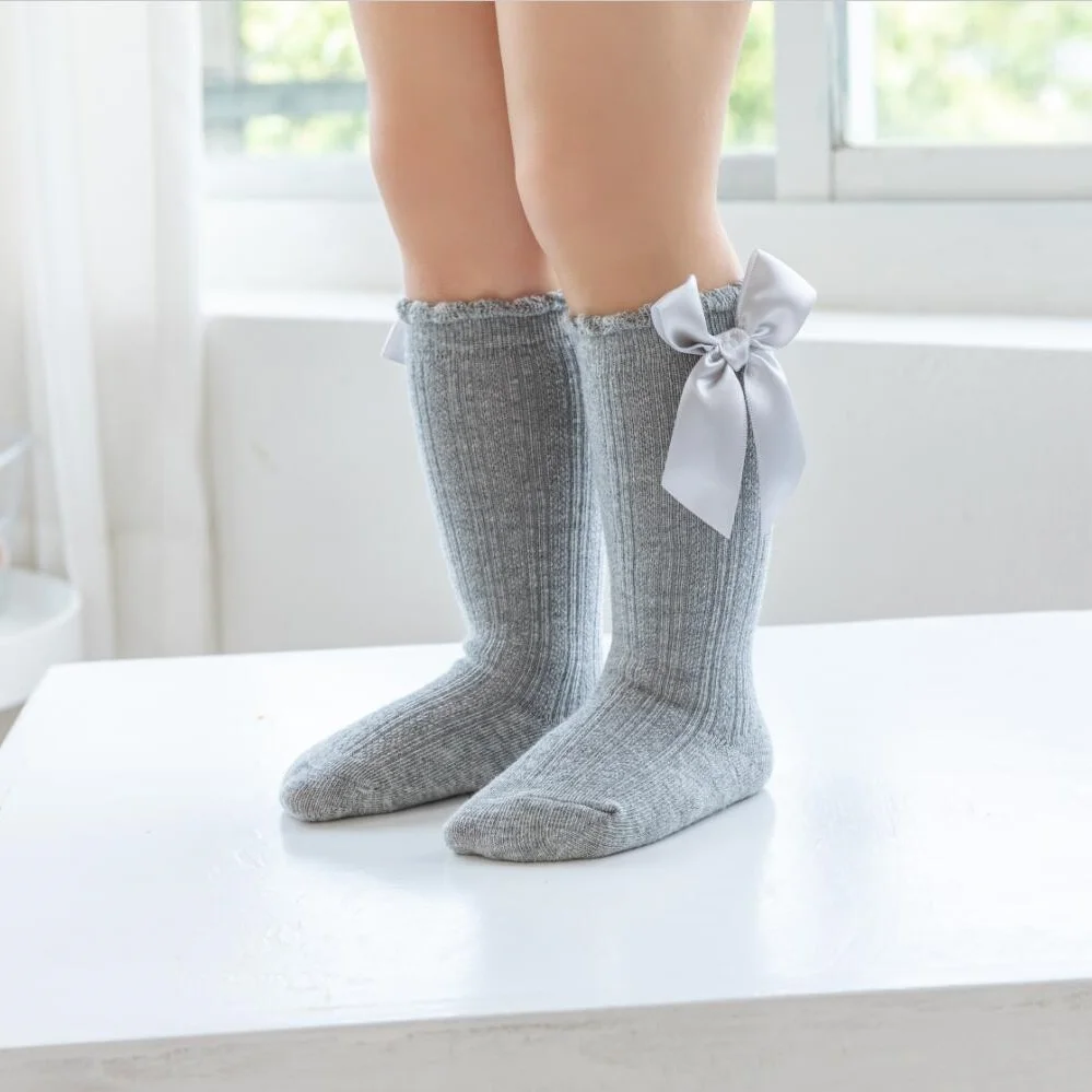 

Baby Girls Big Bow Knee High Socks Spring Autumn Children Home Mid Calf Princess Floor Sock Kids Toddler Non-slip Stockings 0-3Y