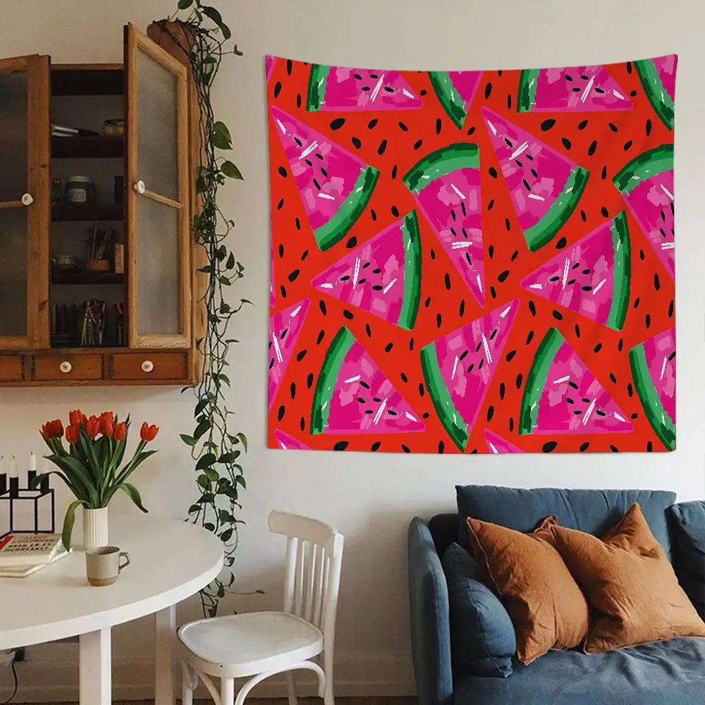 CUTE Watermelon Printed Large Wall Tapestry Art Science Fiction Room Home Decor Decor Blanket