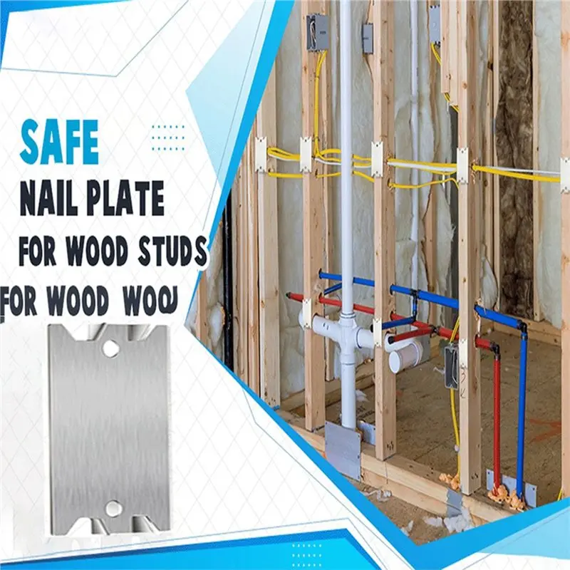 RABIT AS59~ Steel For Stud Safety Plates-100PCS Nails Plates For Plumbing And Wiring Protection-1.5 X 2.5 Inch Inch Cable