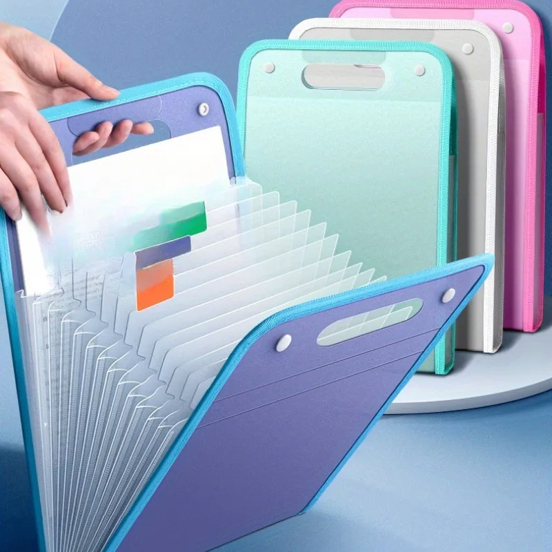1 large A4 organ-style file organizer 13 pockets - durable PP material portable vertical folder for student office