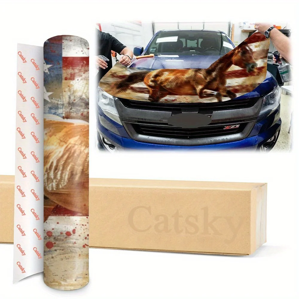 الحصان المشتعل: تشكل قوي تحت النجوم والمشارب؛ أغطية فينيل للسيارة، رسومات غطاء محرك السيارة من الفينيل، ملصق فينيل مع ديستي