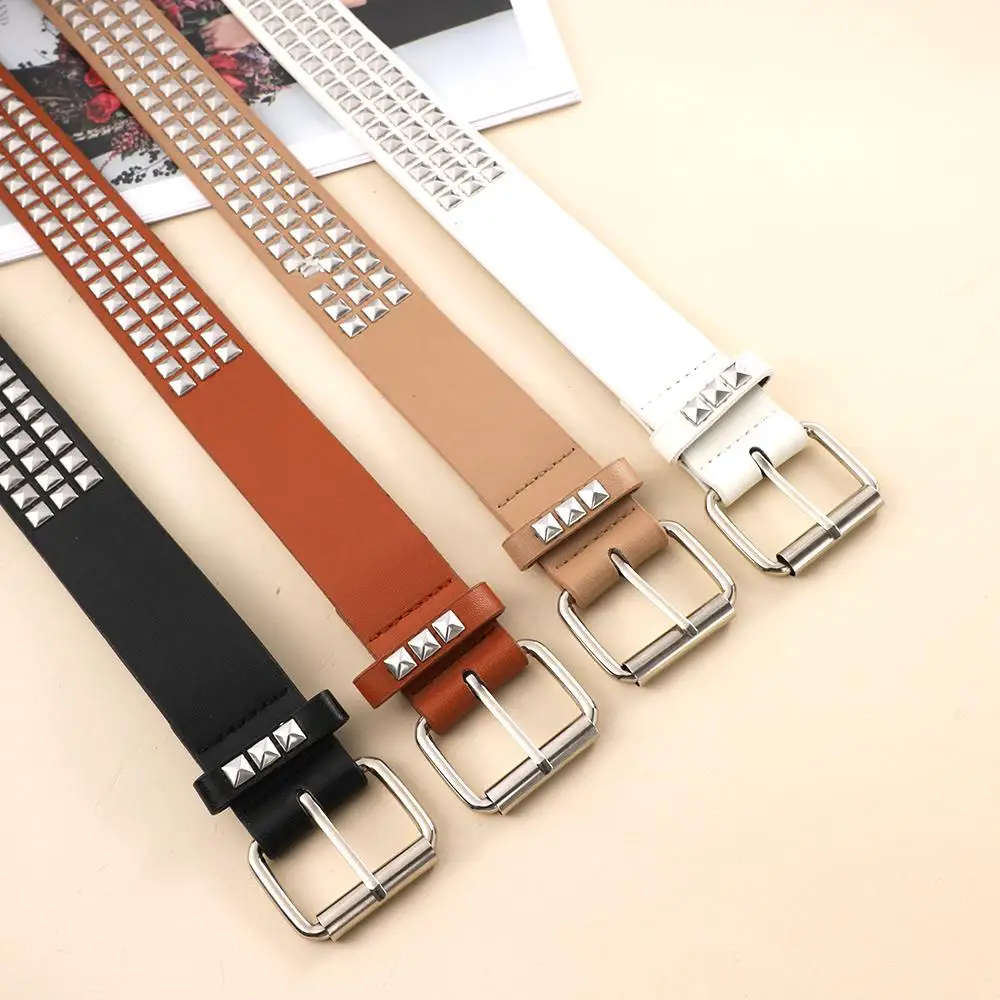 Goth Punk Style Belts For Women Vintage Rivet  PU Leather Waist strap For Jeans Belts Western  Y2K Girls Fashion Belt Waistband