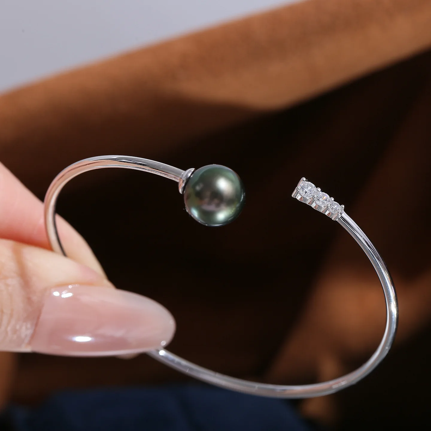 S925 Sterling Silver Bracelet Mountings ADJUSTABLE Bangle Findings Jewelry Parts Fittings Accessories for 8-12mm Pearls 3pcs/lot