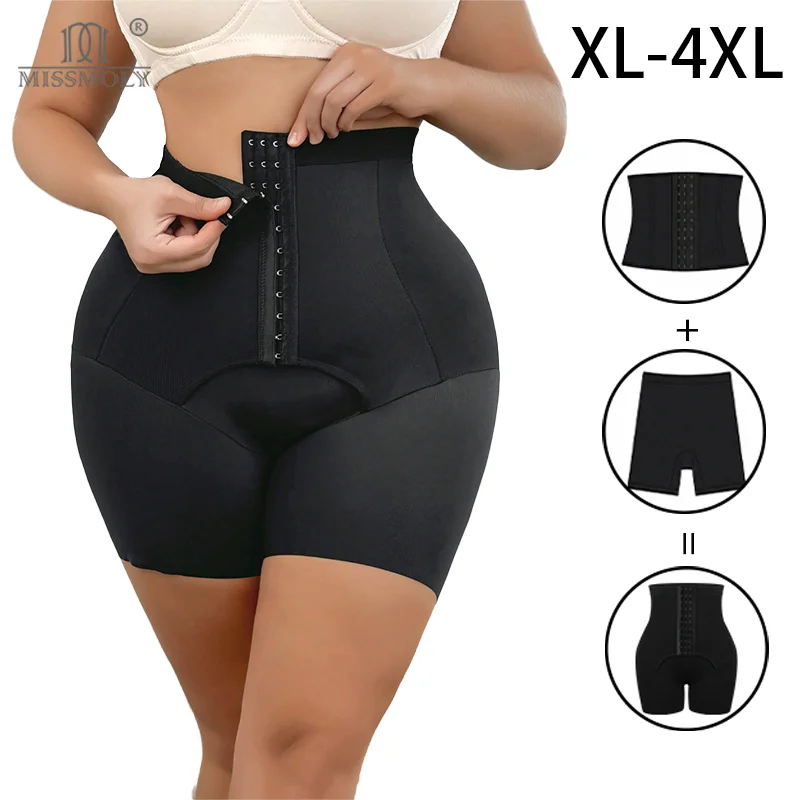 

Miss Moly Plus Size Women's Shapewear Panty Hook Slimming Fajas Tummy Control Short Butt Lifter Underwear High Waist Trainer