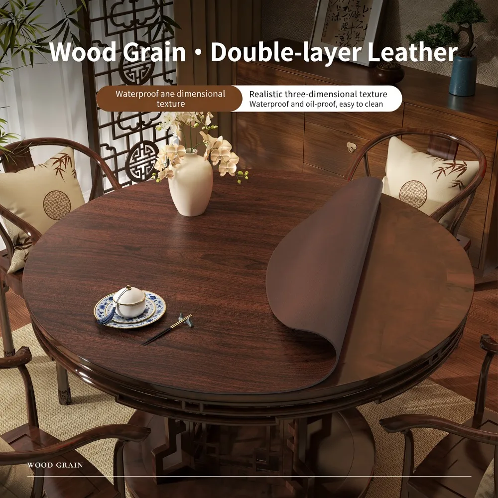Waterproof Oilproof Round Leather Tablecloth Heat Resistant Easy Clean Mat for Dining Table Kitchen Bar Protectio Home Decor