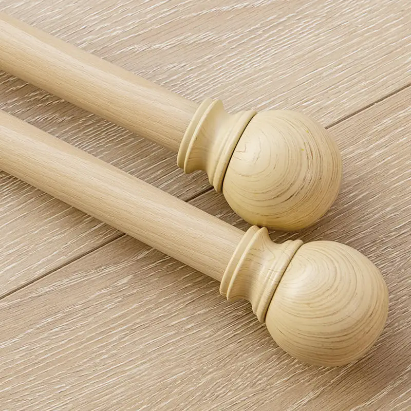 Nordic advanced pole iron wood grain curtain rod custom mute single and double pole top side mounting accessories