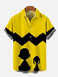 Camisa holgada de manga corta para hombre, cárdigan con solapa cómoda, top estampado, talla grande, novedad de verano, 2024