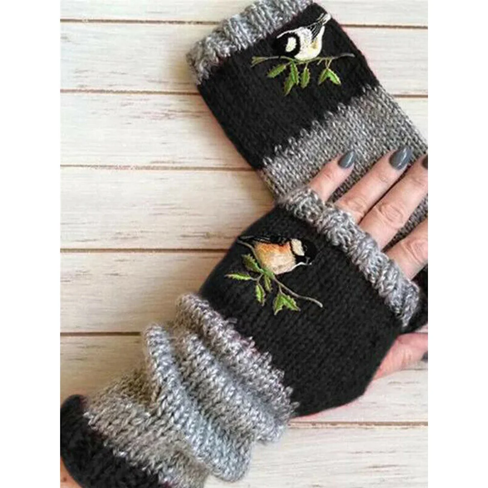 Women Fingerless Gloves Knitted Cold Weather Thermal Fleece Lined for  Carpal Tunnel Rheumatiod