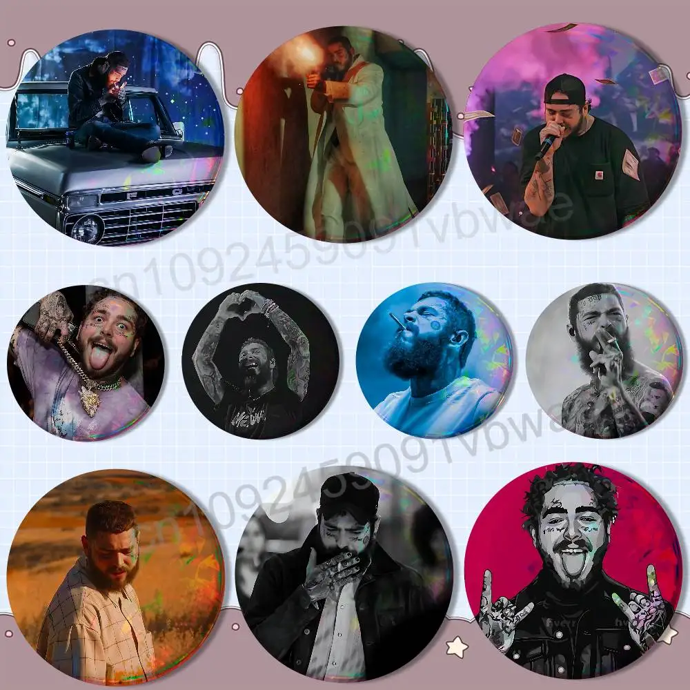 I Had Some Help 2026 Post Malone Laser reflective round badges pins bag clothing decorations collectibles gifts for friends