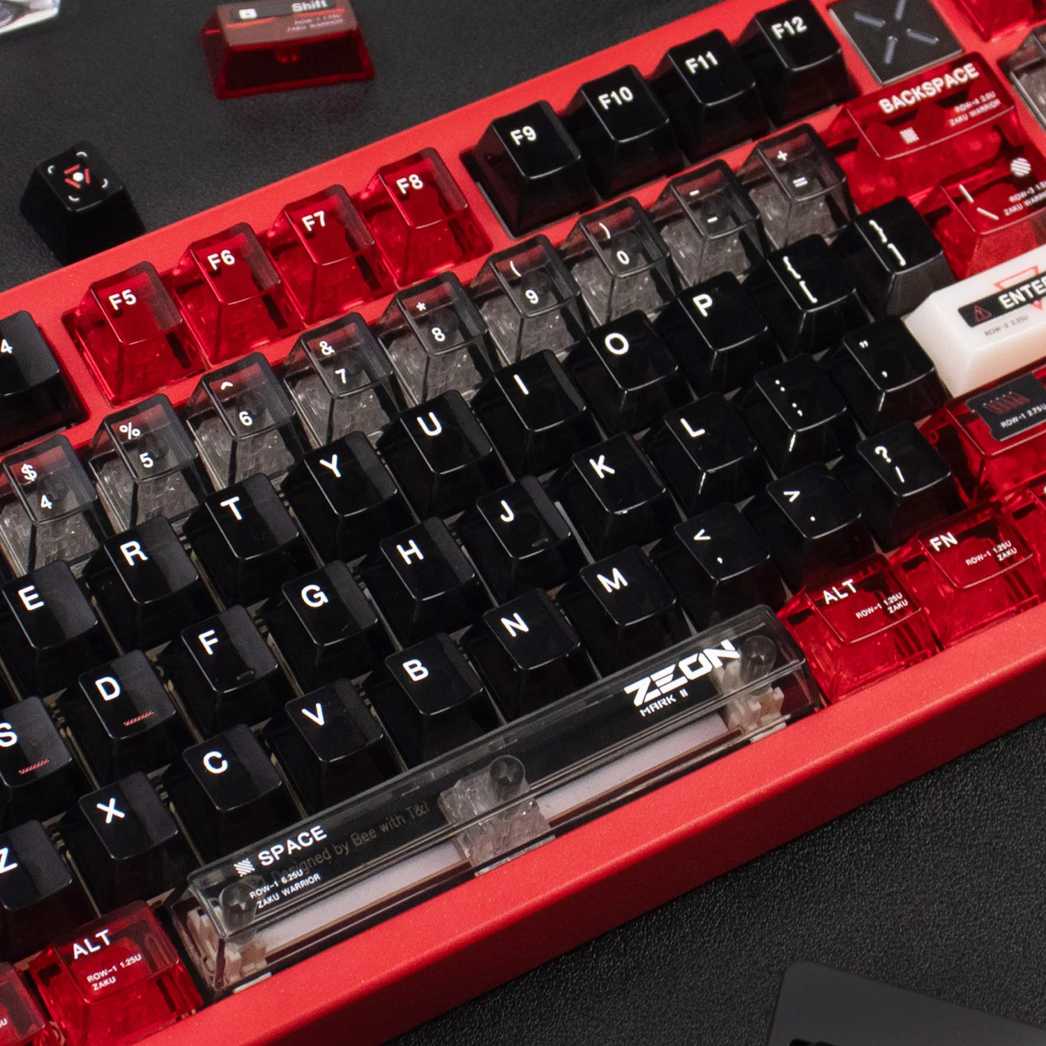 141 Keys Black Red Anime Keycaps Cherry Profile Transparent PC Keycaps Customized Keycaps Sets For MX Cherry Mechanical Keyboard