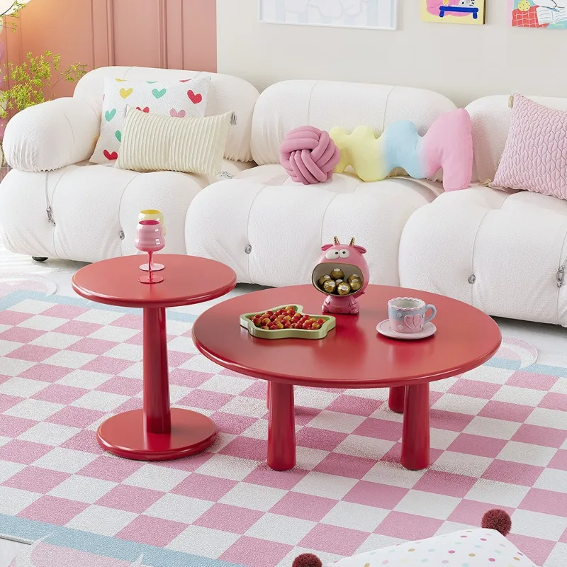 طاولة جانبية حديثة من كريمة الدوبامين - طاولة قهوة متحركة فاخرة لغرفة المعيشة والأريكة والشرفة وطاولة القهوة ذات التصميم الأنيق