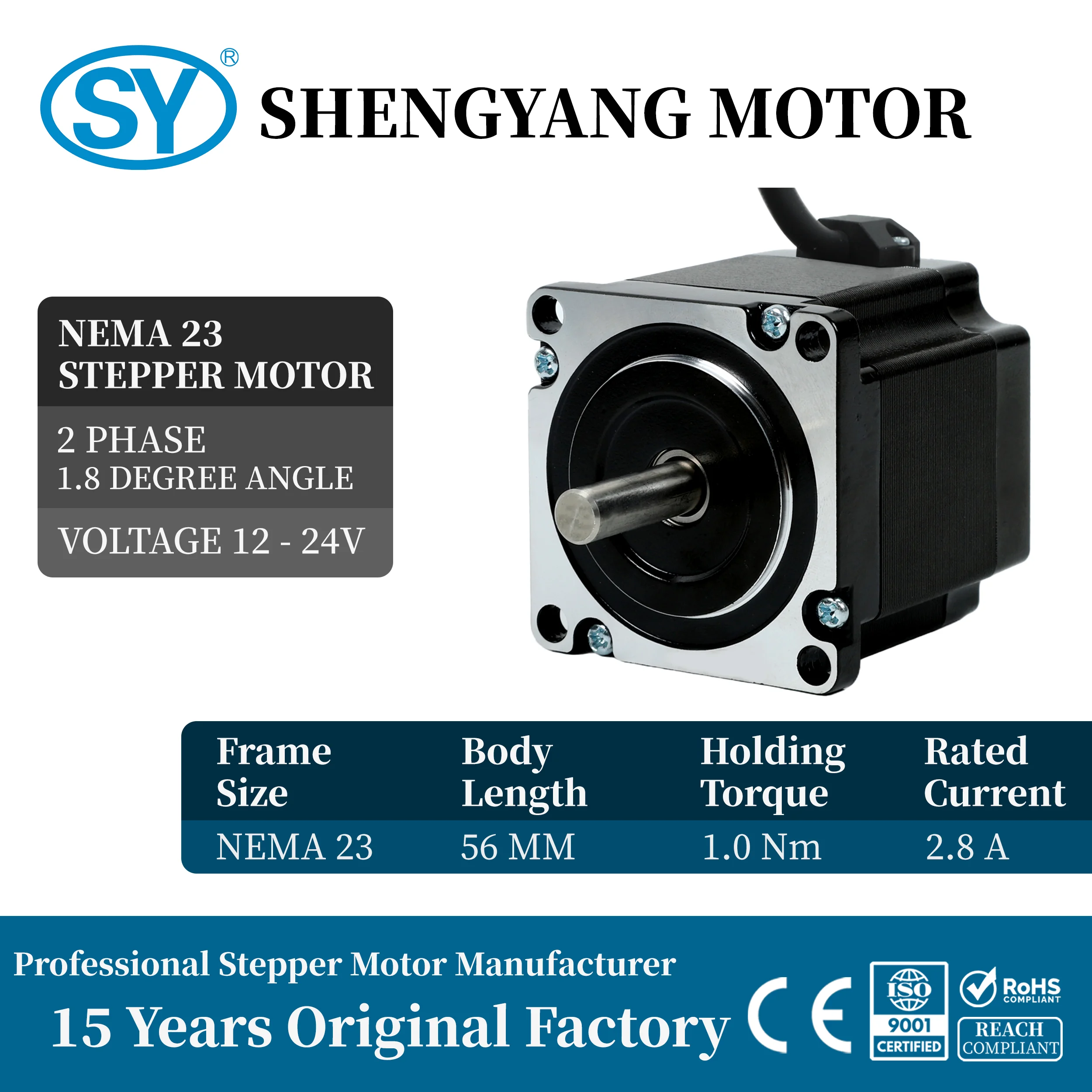 CNC Motor Nema 23 57X57X56mm 1.0Nm 2.8A 4 Wires Cable High Torque 24V Bipolar Stepper Motor
