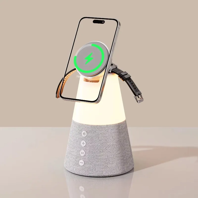 

3-in-1 Foldable Mobile Phone Holder Wireless Charger Adjustable Night Light Speaker Mobile Phone Watch Portable Trend