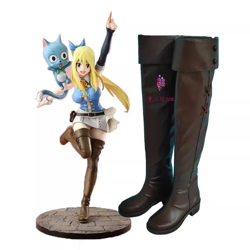 

JP Anime FAIRY TAIL Lucy Heartfilia Cosplay Shoes Handmade Leather Boots