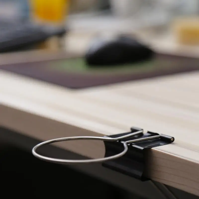 Metal Table Cup Holder With Clamp Clip On Anti-Spill Table Cup Holder Water Bottle Holder For Workplace Pencils Cups