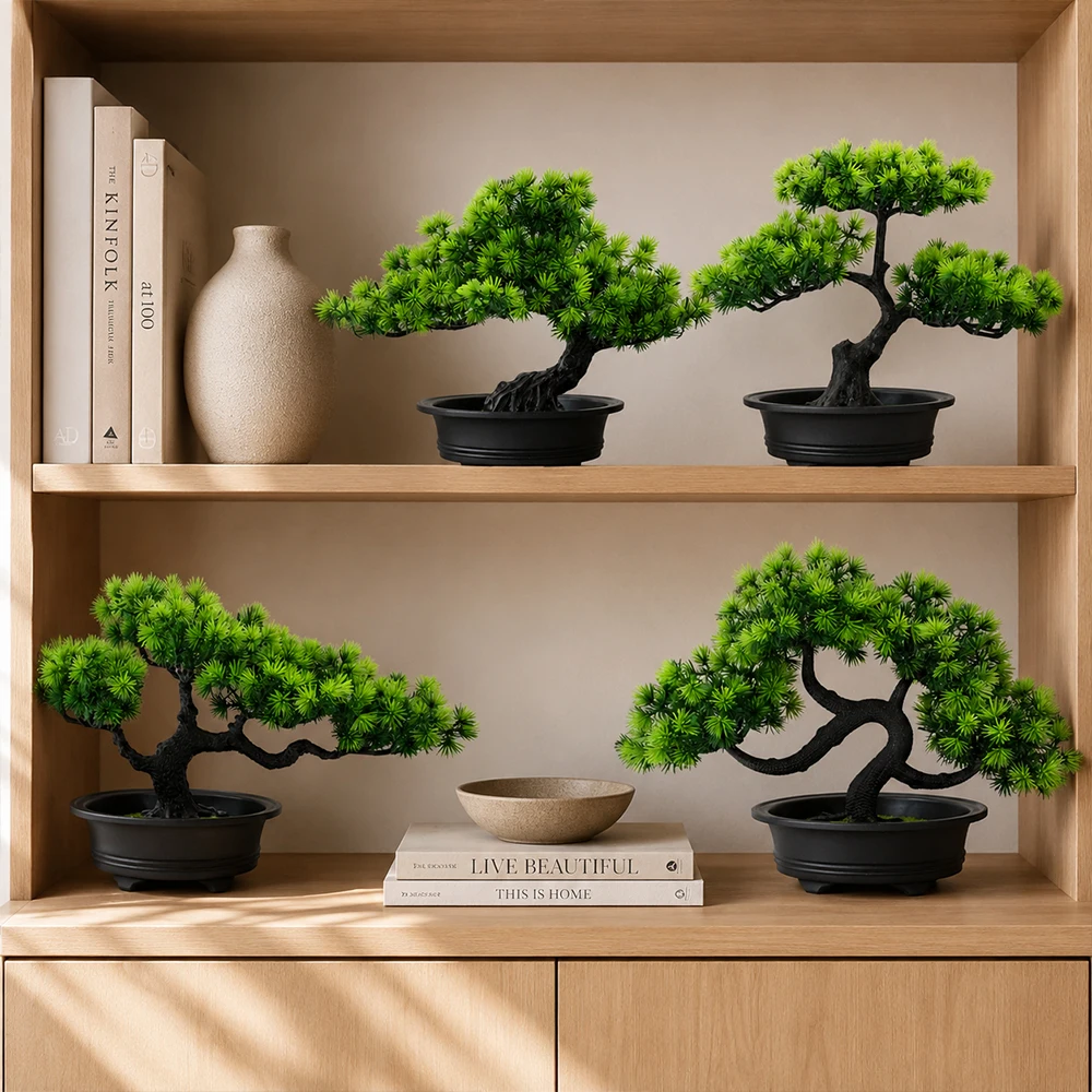 1 Stück Künstlicher Bonsai-Baum, Kunstpflanze für Heimdekoration, Wohnzimmer, Badezimmer, Bücherregal, Eingangsbereich, Tisch, Schreibtisch-Dekorationen – Detail 1