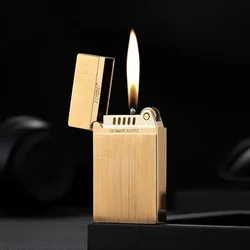 2024ZORRO Pure Copper Ultra Thin Loud Voice Kerosene Lighter Metal Drawing Technology Grinding Wheel Ignition Smoking Accesories