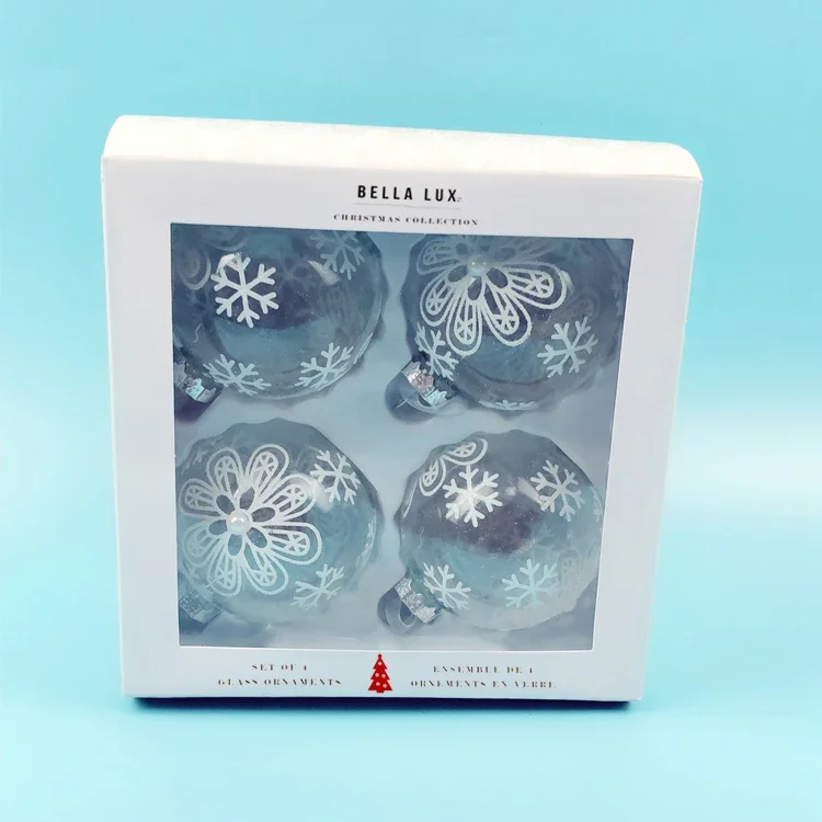 

Christmas ornament glass creative ornaments vibrato gift foreign trade export 8cm transparent snow globe 4 pieces