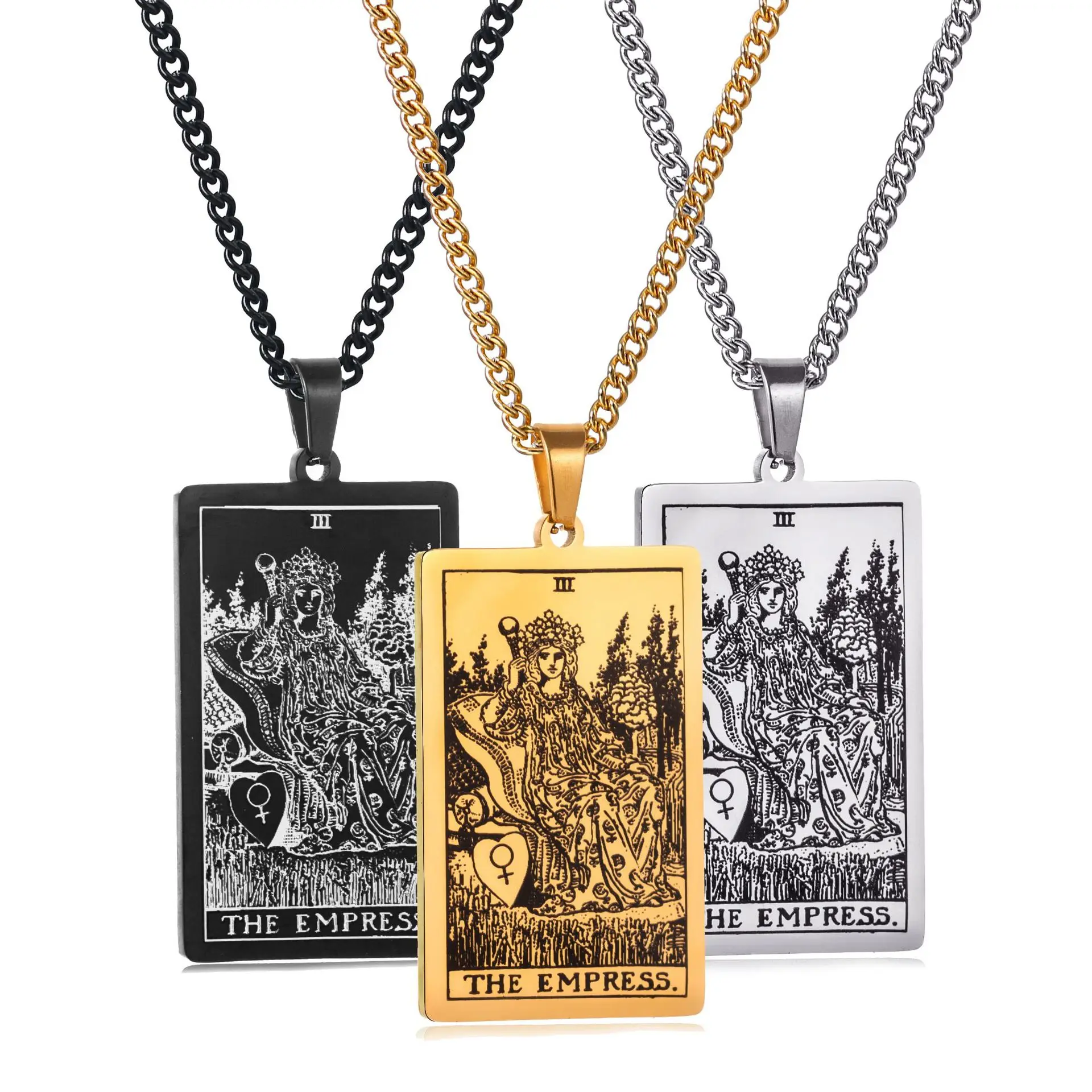 Chain Necklace Stainless Steel 22 Tarot Cards Necklace  Personality Pendant Neck Jewelry for Men/Woman Newest Design Wholesale