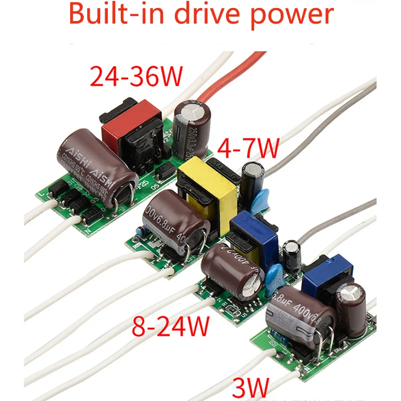 

3W,4-7W,8-12W,8-24W,24-36W LED Driver Power Supply Built-in Constant Current Lighting 85-265V Output 300mA Transformer